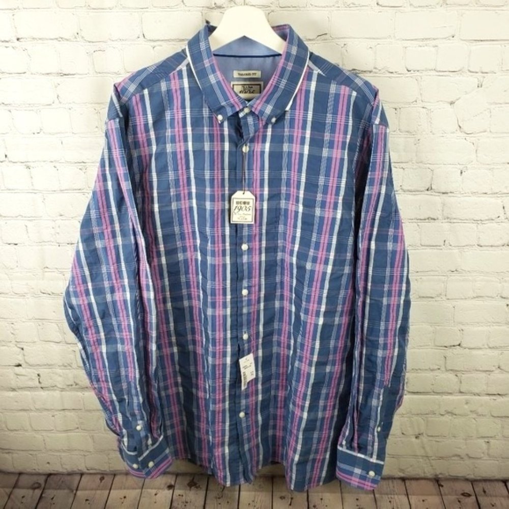 JoS. A. Bank 1905 Tailored Fit Blue & Pink Button Down Shirt - NWT - XL